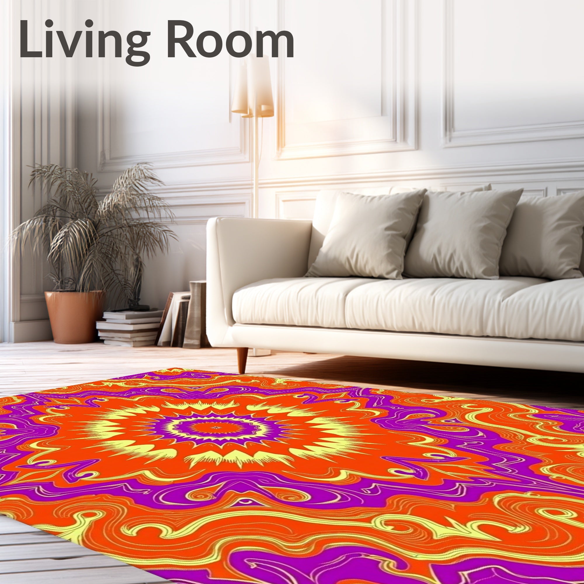 Psychedelic Swirls Mandala Style Rug