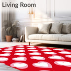 Red White Pink Heart Pattern Rug
