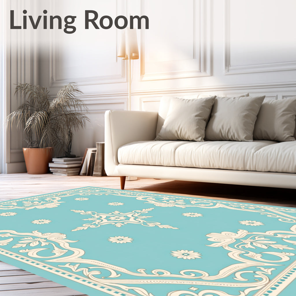 Vintage Rococo Floral Scrollwork Rug