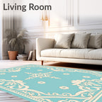 Vintage Rococo Floral Scrollwork Rug