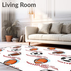 Sporty Ball And Stitch Pattern Rug