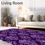 Damask Flourish Purple Pattern Rug