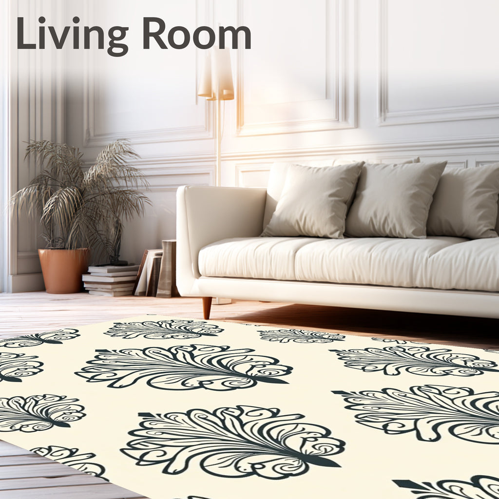 Ornate Floral Damask Pattern Rug