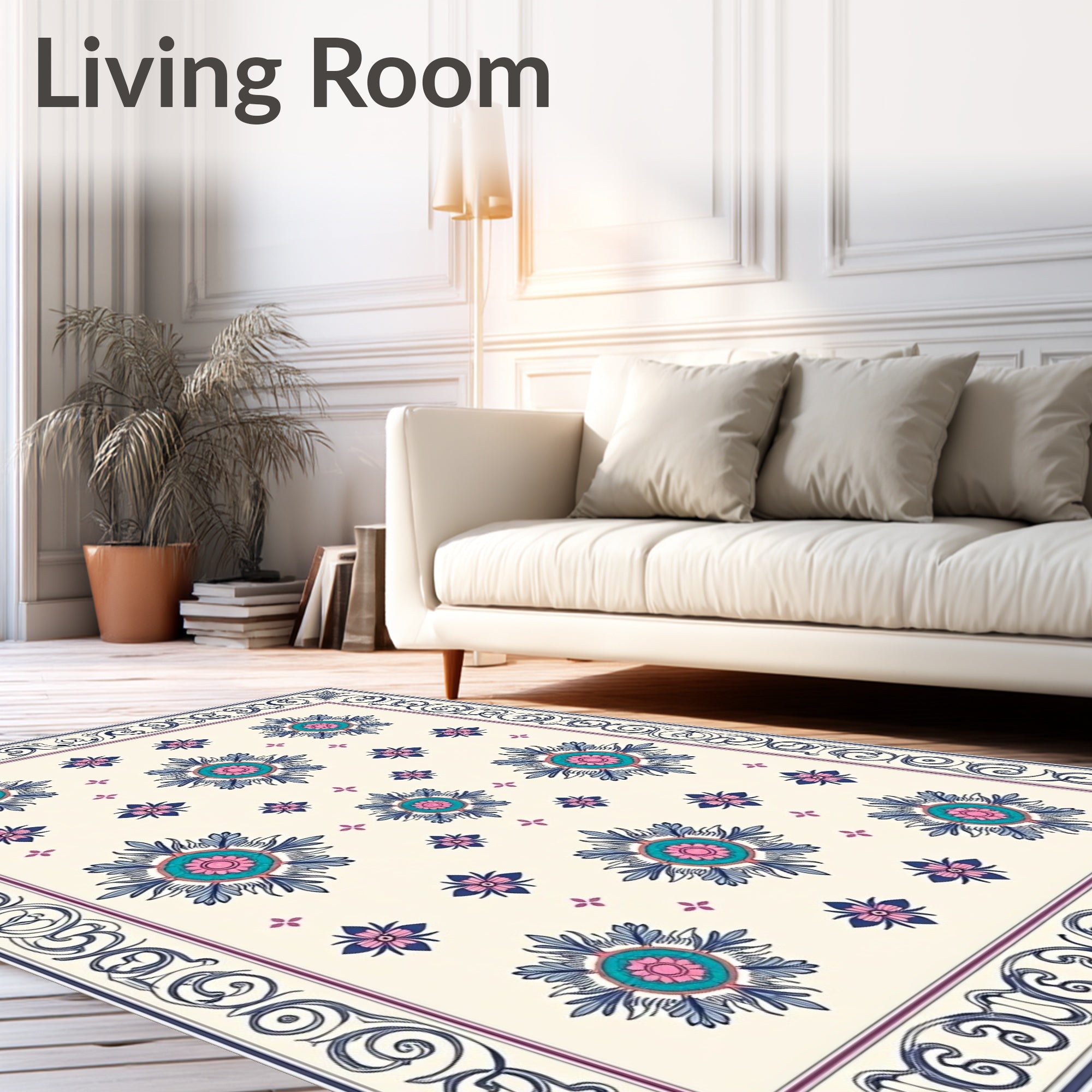 Vintage Floral Medallion Pattern Rug