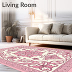 Pink Floral Symmetry Pattern Rug