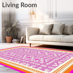 Pink geometric trellis medallion Rug