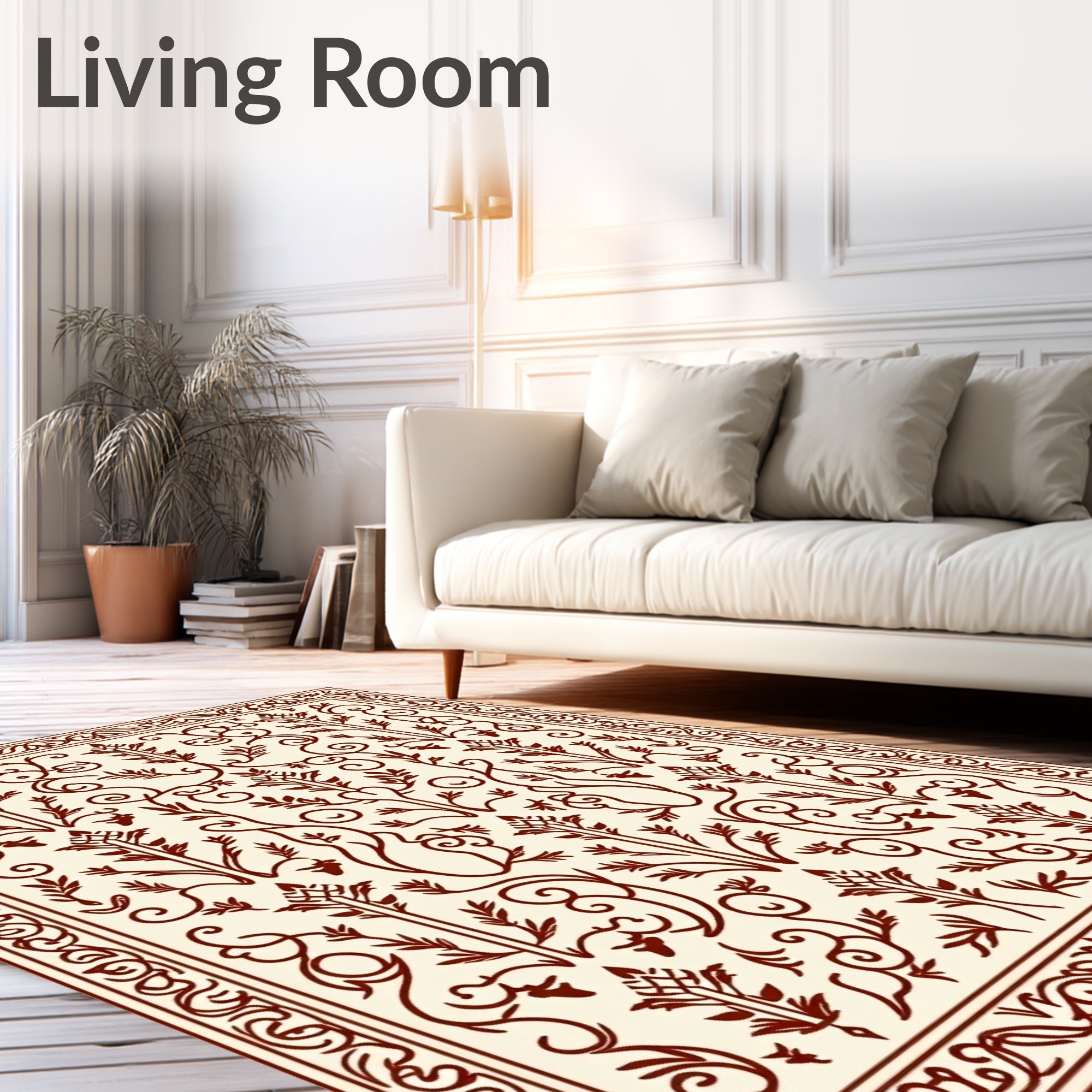 Ornate Floral Scroll Work Medallion Rug