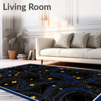 Cosmic Blue Starry Night Abstraction Rug