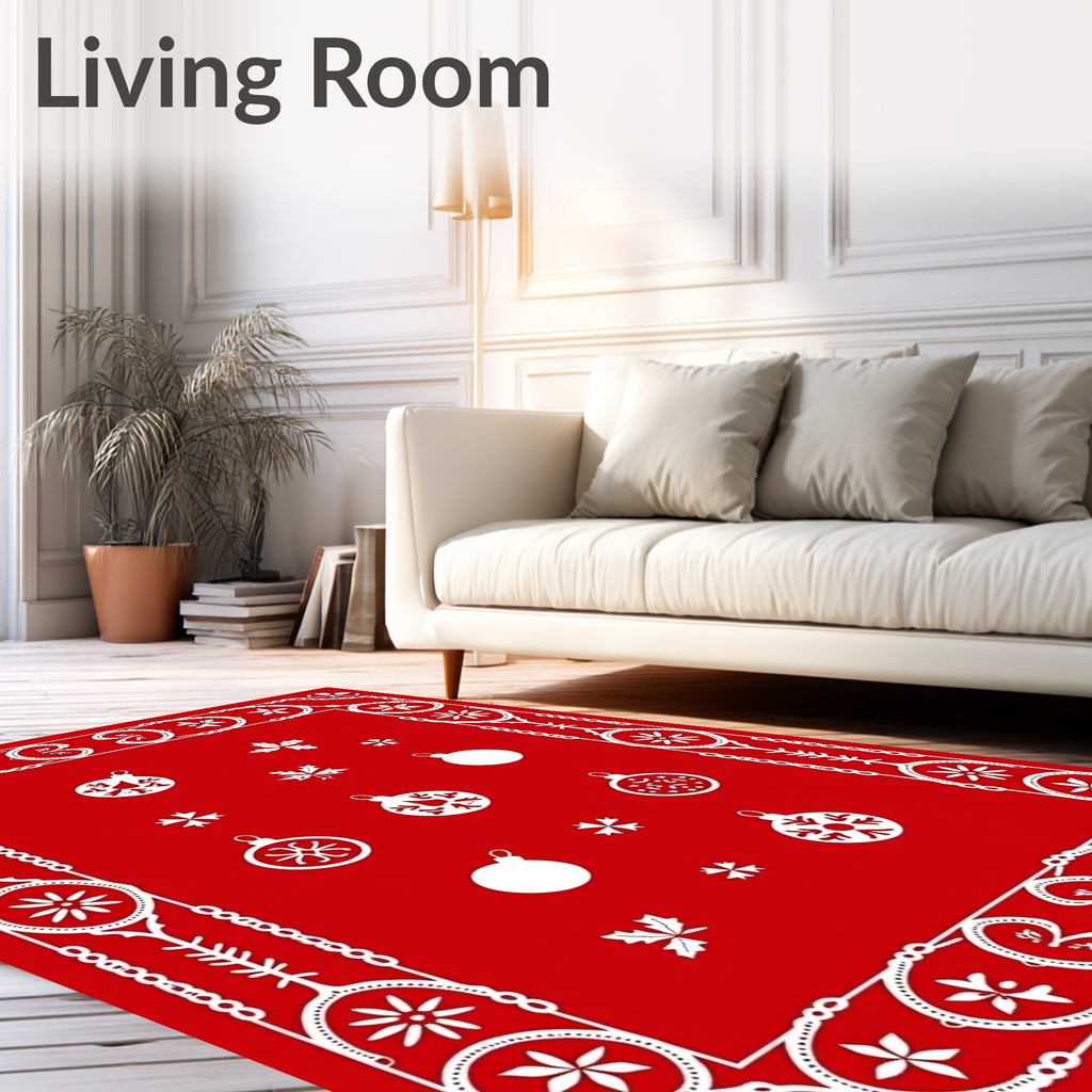 Festive Ornaments Snowflakes Pattern Rug