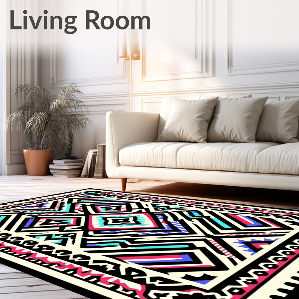 Bold Geometric Tribal Patterned Rug
