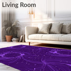 Deep Purple Swirling Galaxy Pattern Rug