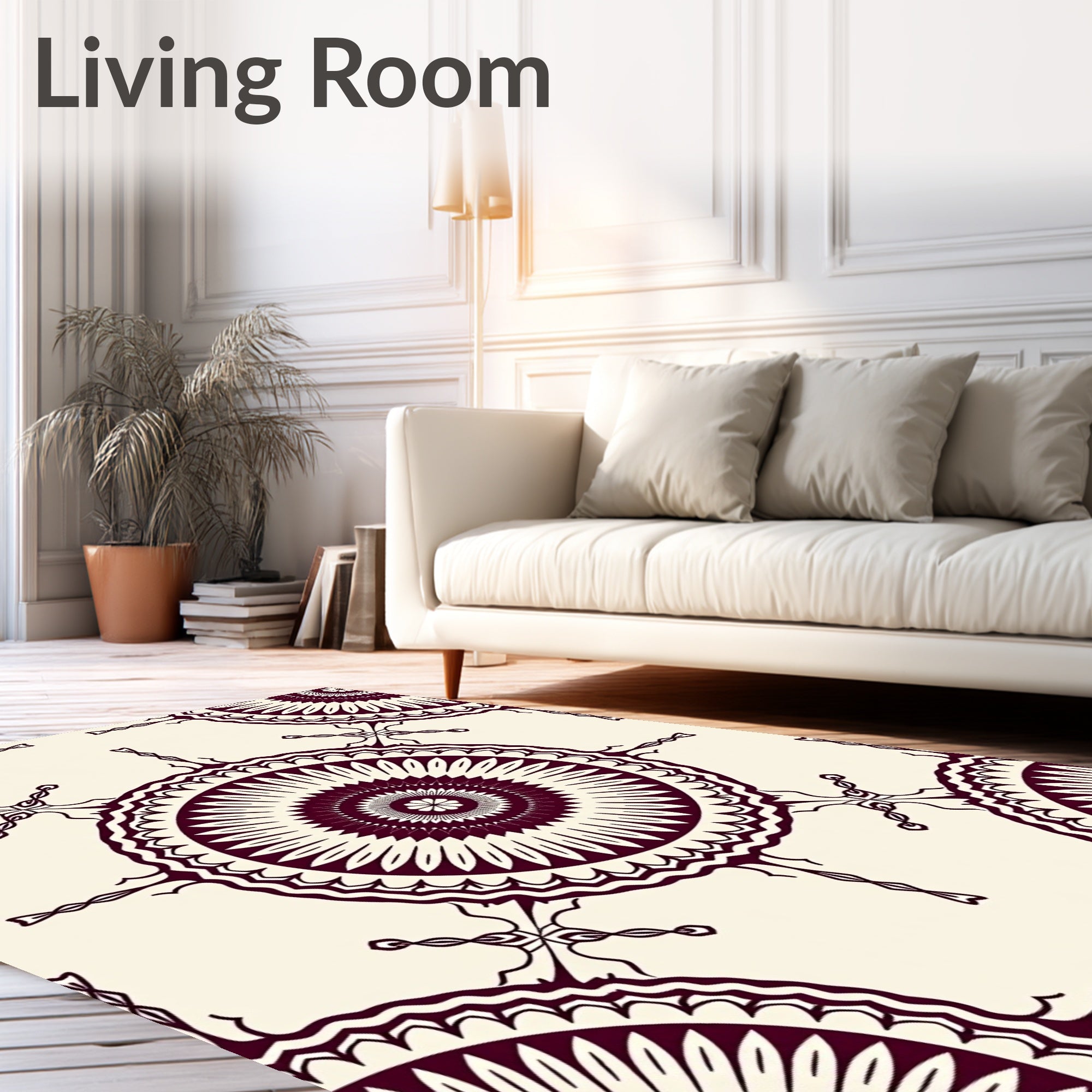 Vintage Floral Sunburst Mandala Rug