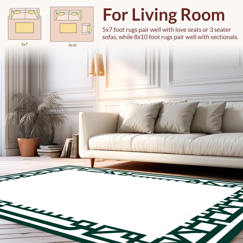 Art Deco Style Geometric Border Rug