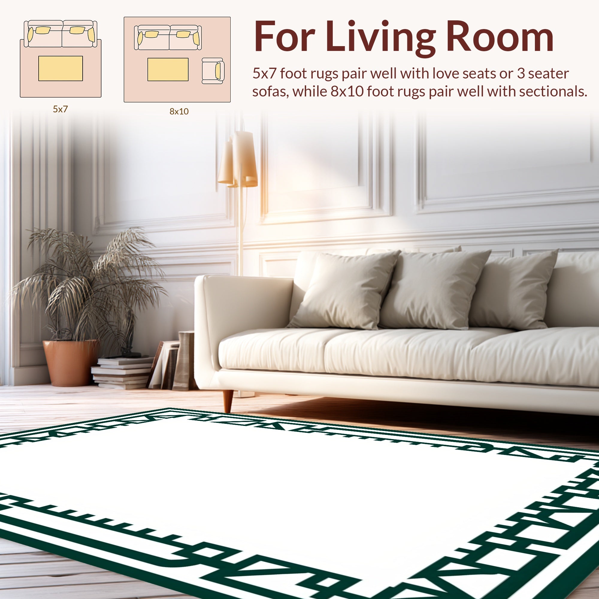 Art Deco Style Geometric Border Rug
