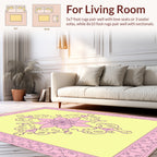 Pink Floral Swirl Pattern Art Rug