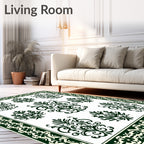 Traditional Damask Floral Scroll Pattern Rug