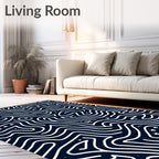 Winding Lines Star-Studded Navy Rug