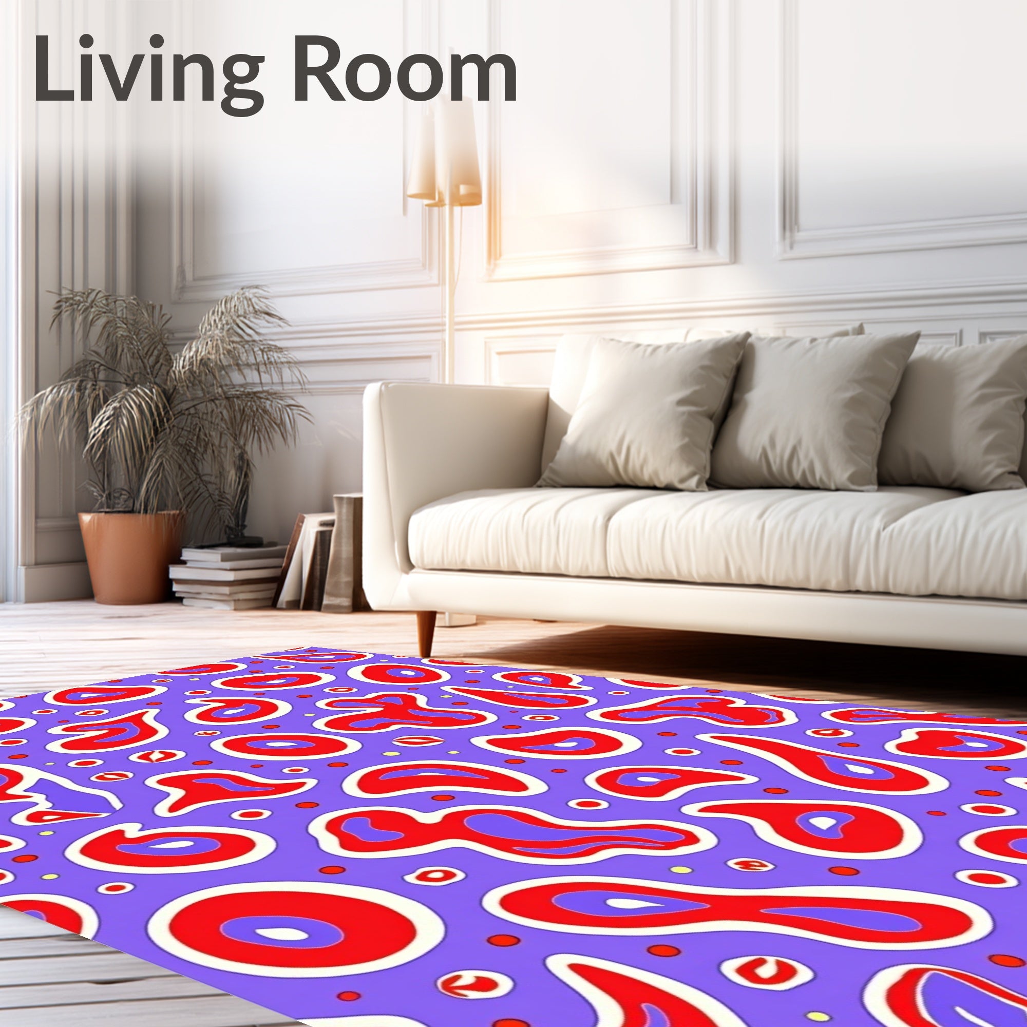 Abstract Red Amorphous Shapes Rug