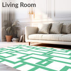 Mint Green Abstract Geometric Lines Rug