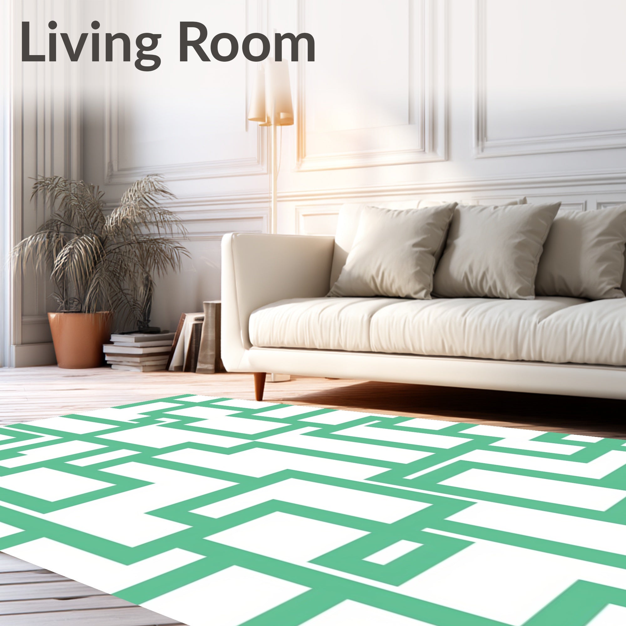 Mint Green Abstract Geometric Lines Rug