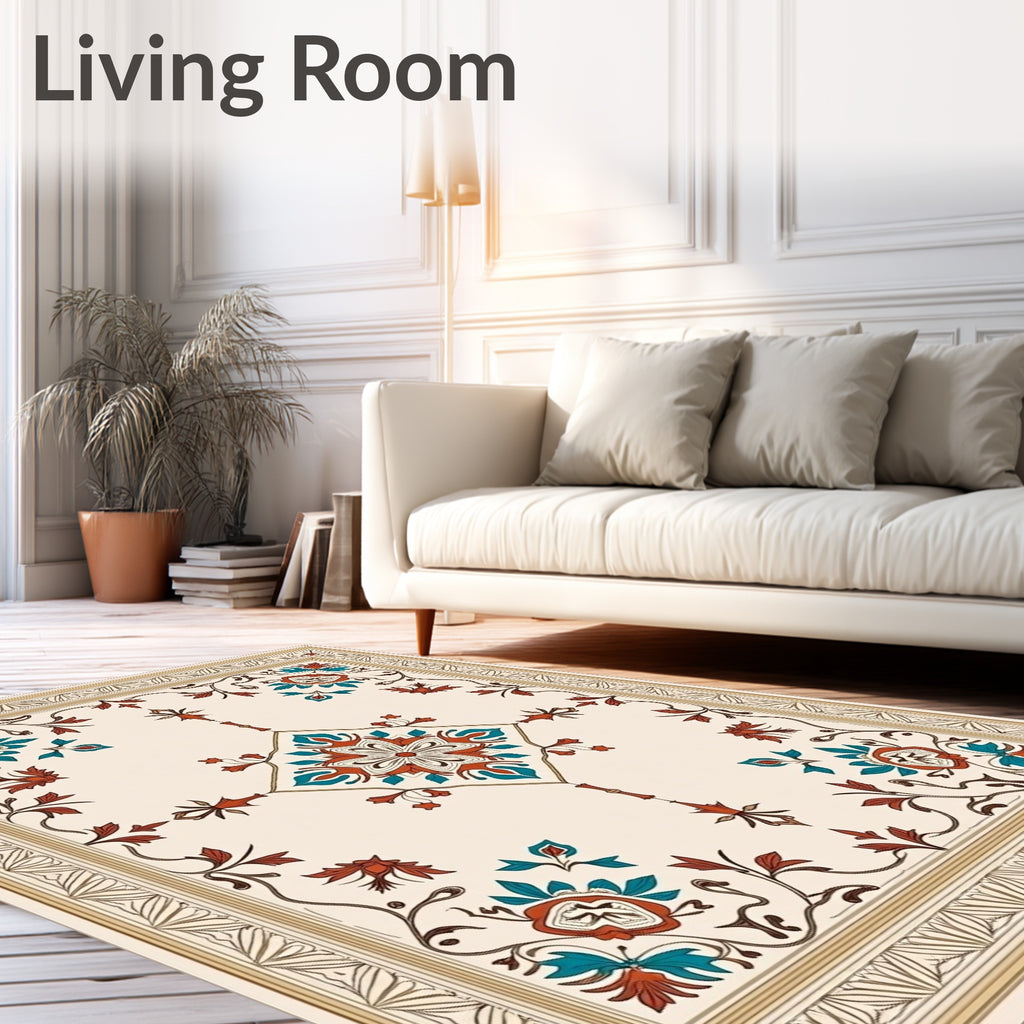 Ornate Floral Arabesque Pattern Rug