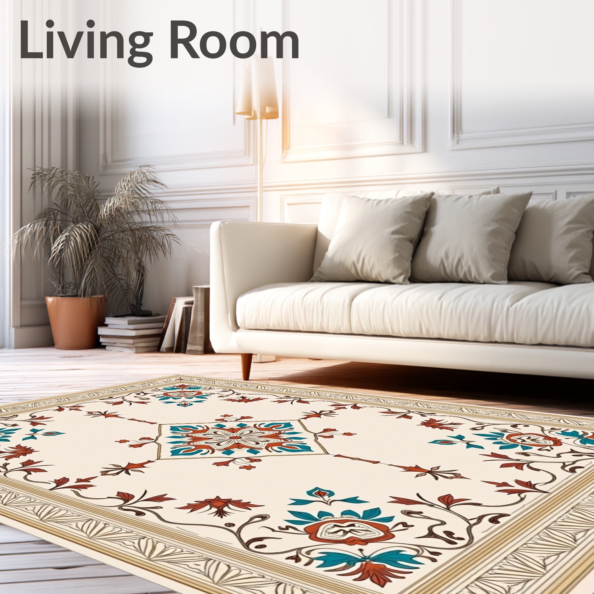 Ornate Floral Arabesque Pattern Rug