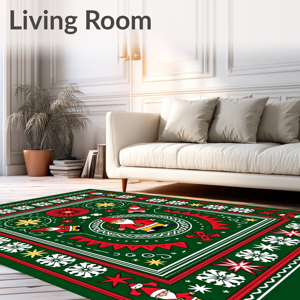 Whimsical Gnome Christmas Folk Art Rug