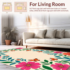 Vibrant Floral Butterfly Pattern Design Rug