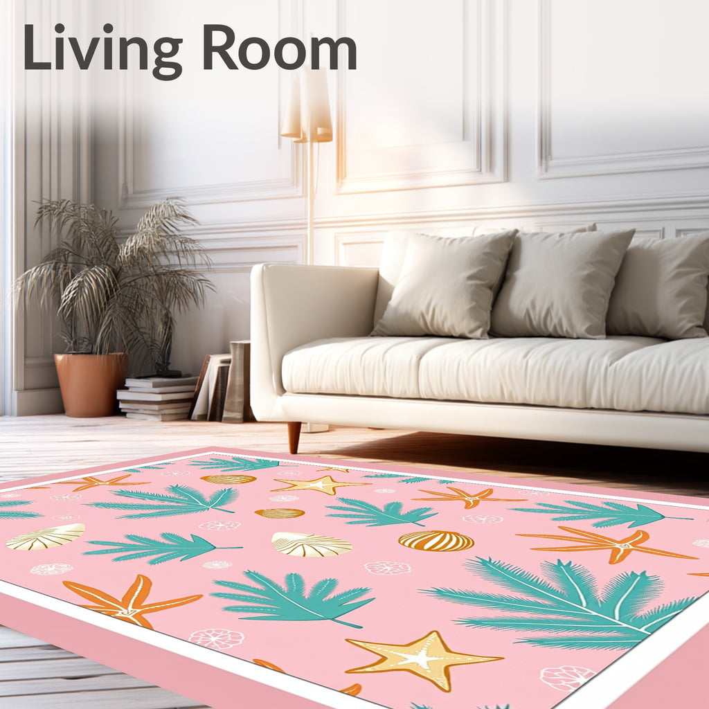 Tropical Seabed Leaf Starfish Pattern Rug
