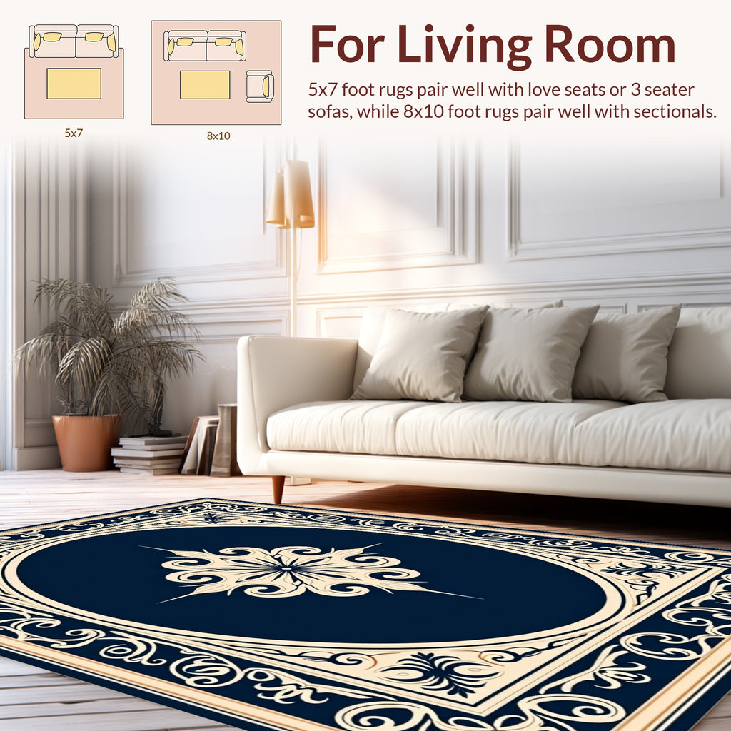 Ornate Vintage Dark Floral Design Rug