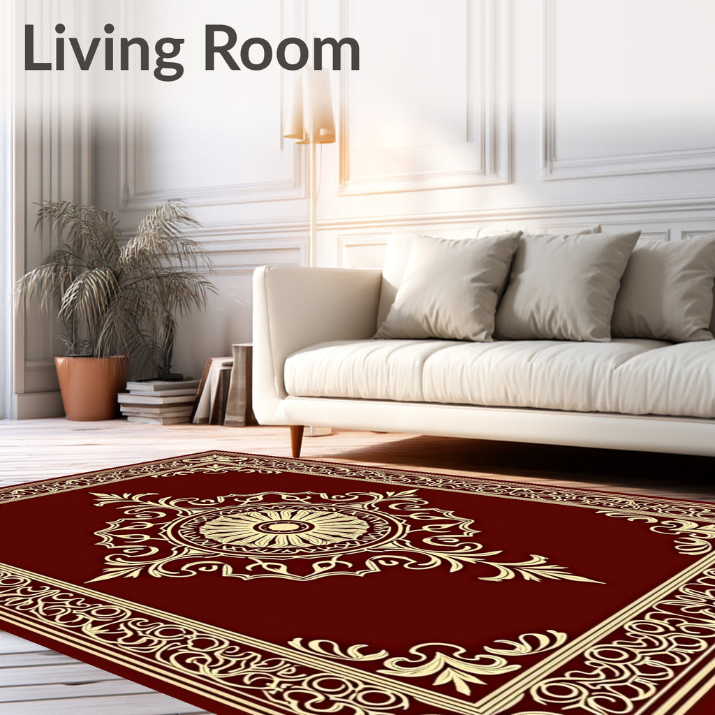 Elegant Vintage Floral Border Design Rug