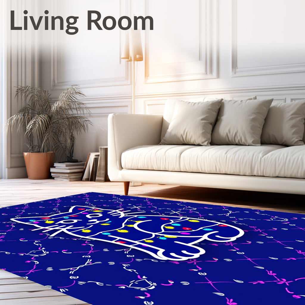 Cute Cat String Lights Pattern Rug