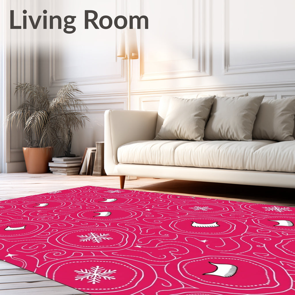 Whimsical Snowflake Curved Lines Pattern Rug