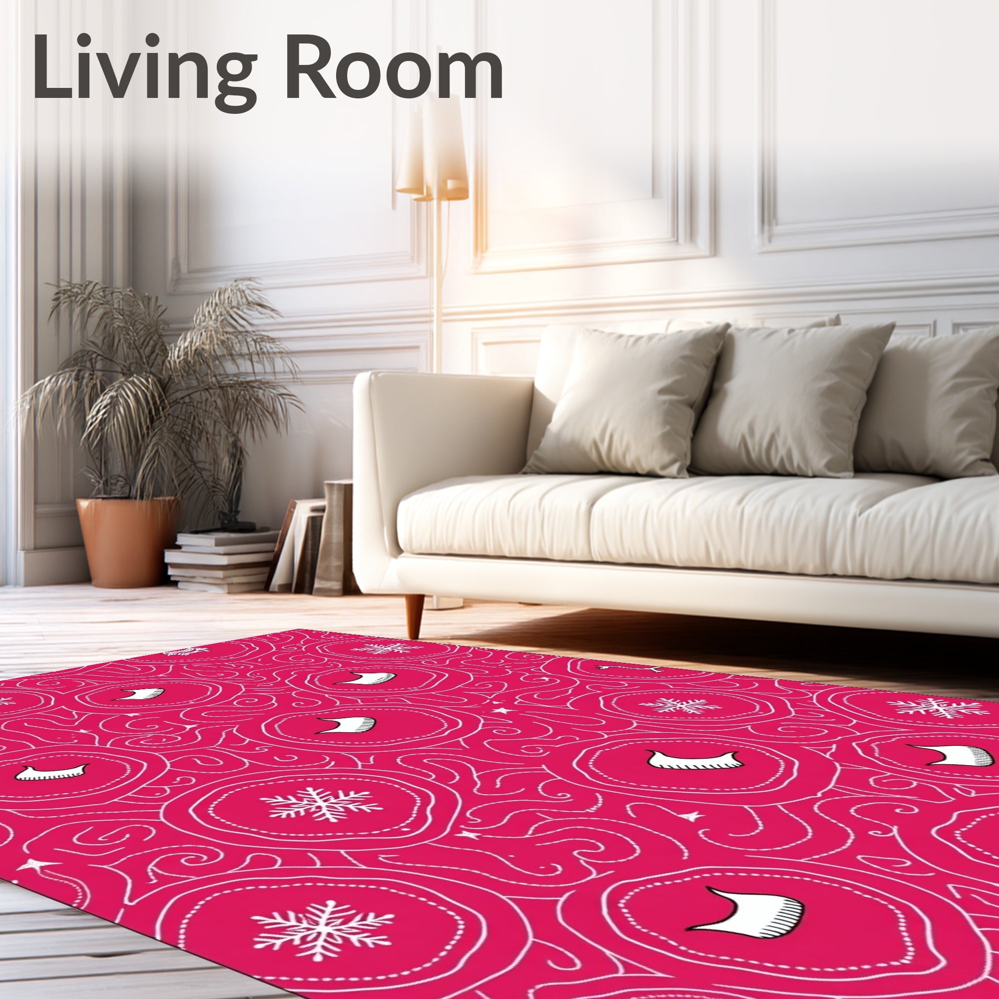 Whimsical Snowflake Curved Lines Pattern Rug