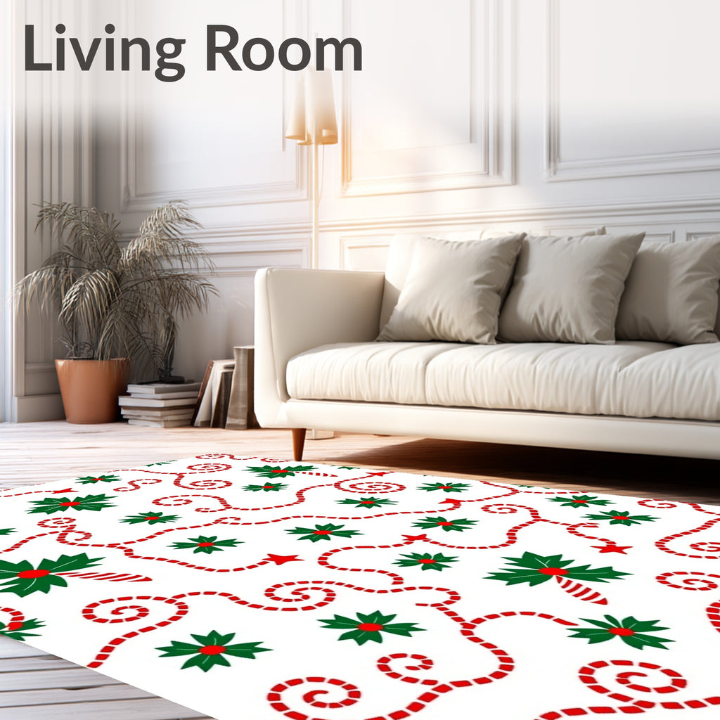 Red Garland Holly Star Pattern Rug