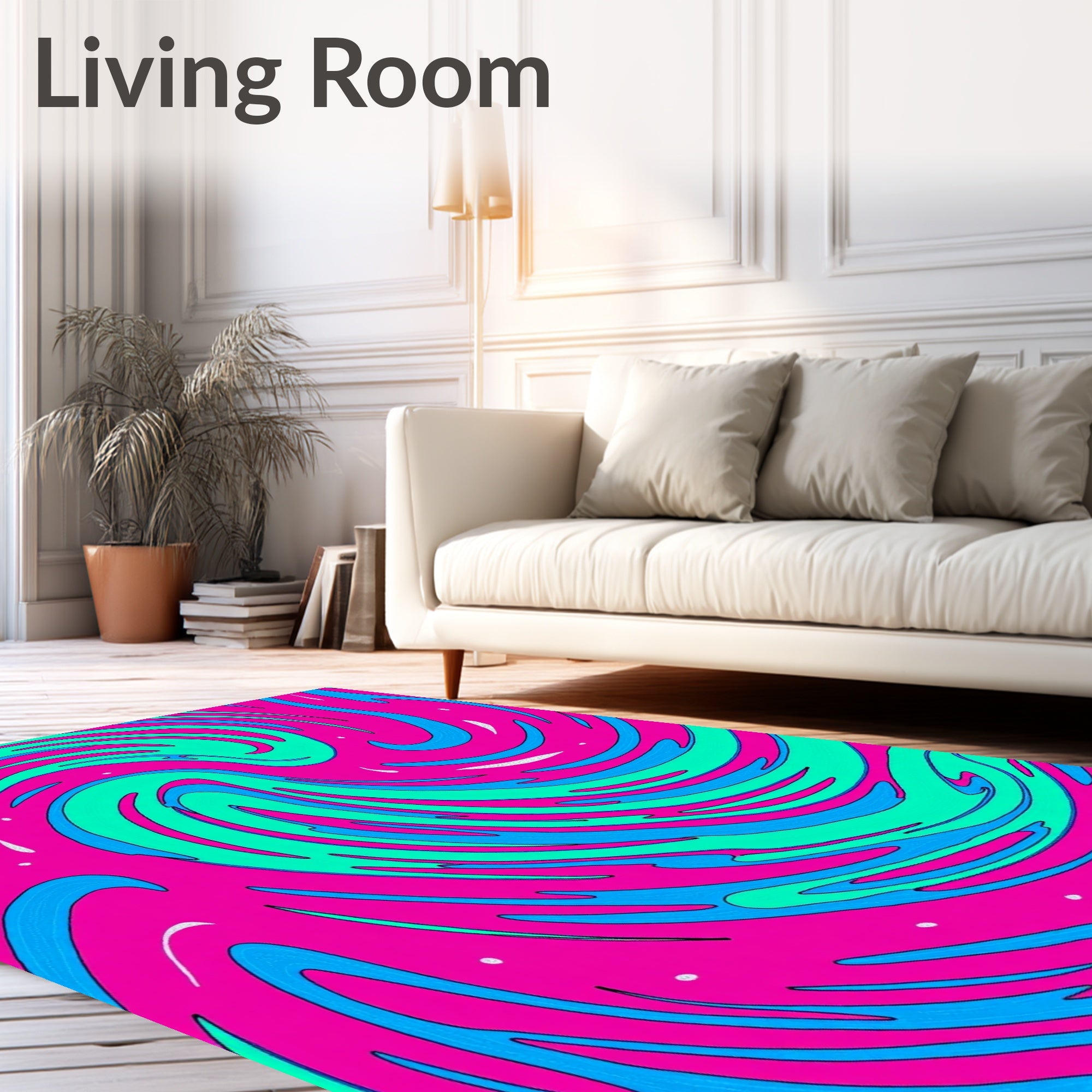 Vibrant Swirl Fluid Abstract Design Rug