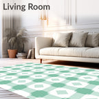 Soft Green Gingham Diamond Pattern Rug