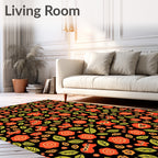 Whimsical Owl Butterfly Folk Art Rug