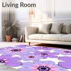 Purple Daisy Mandala Pattern Rug