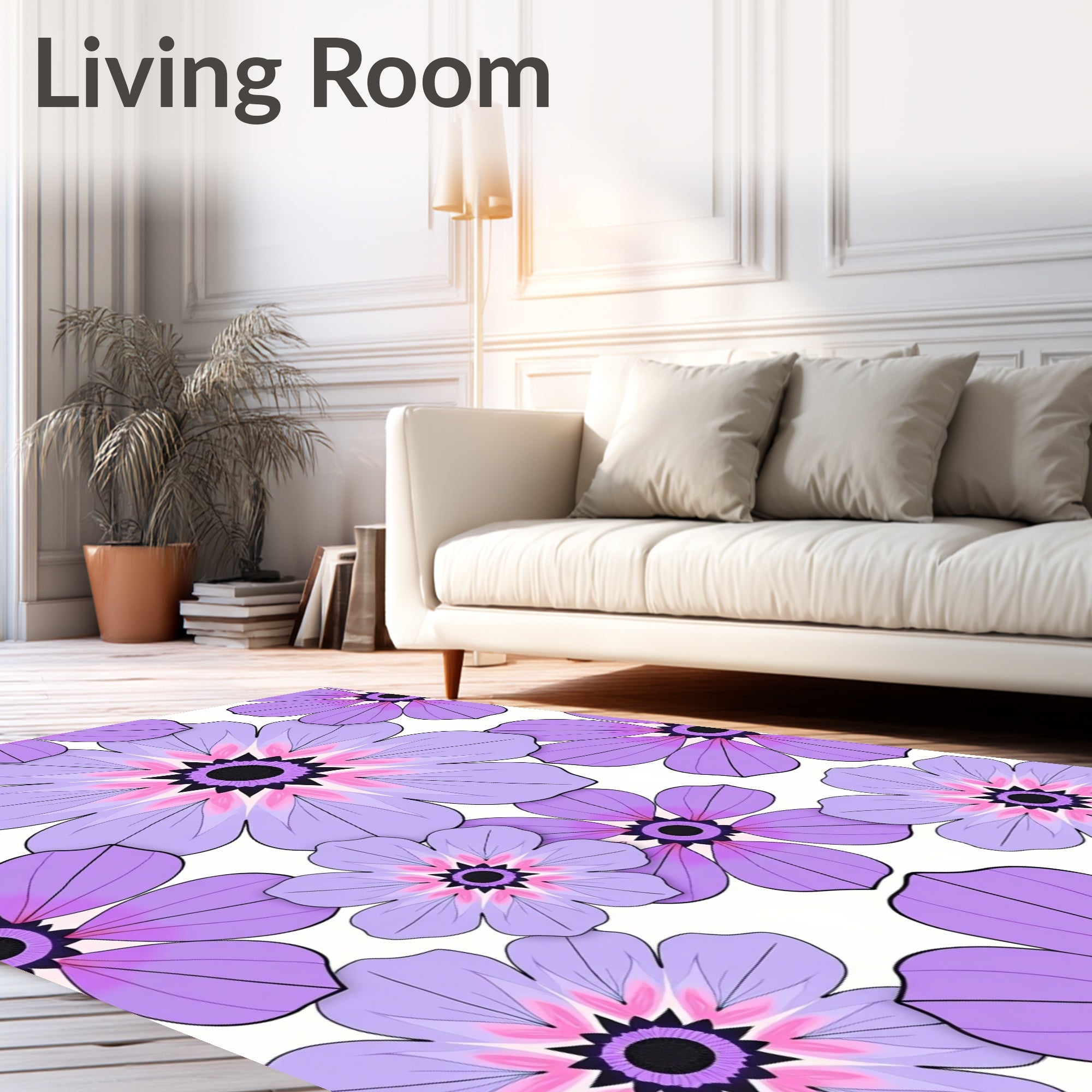 Purple Daisy Mandala Pattern Rug