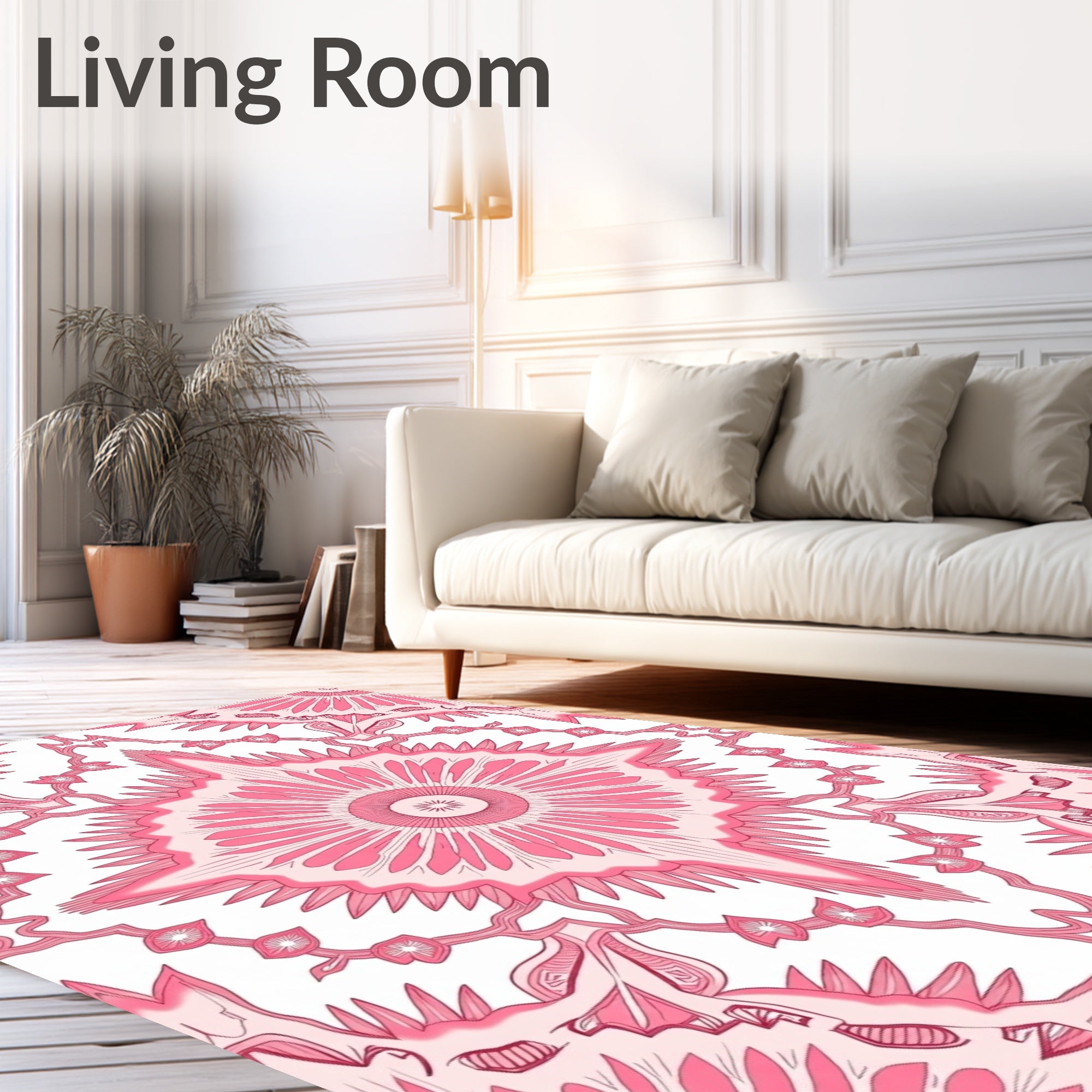 Pink Intricate Mandala Pattern Rug