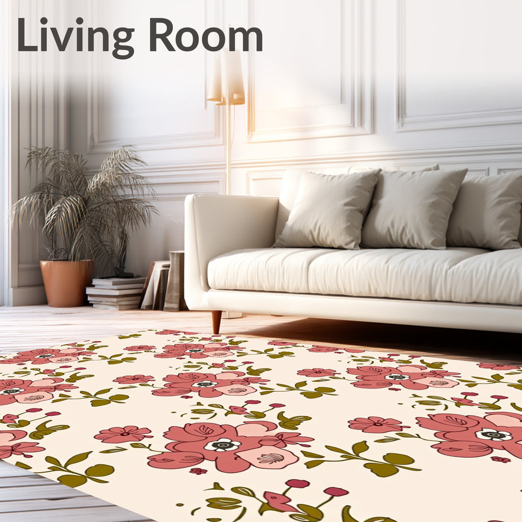 Retro Floral Bloom Pattern Rug
