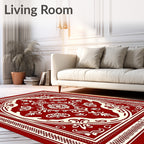 Classic Red Cream Floral Medallion Rug