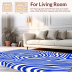 Vivid Blue White Swirl Design Rug