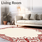 Elegant Red Floral Intricate Border Design Rug