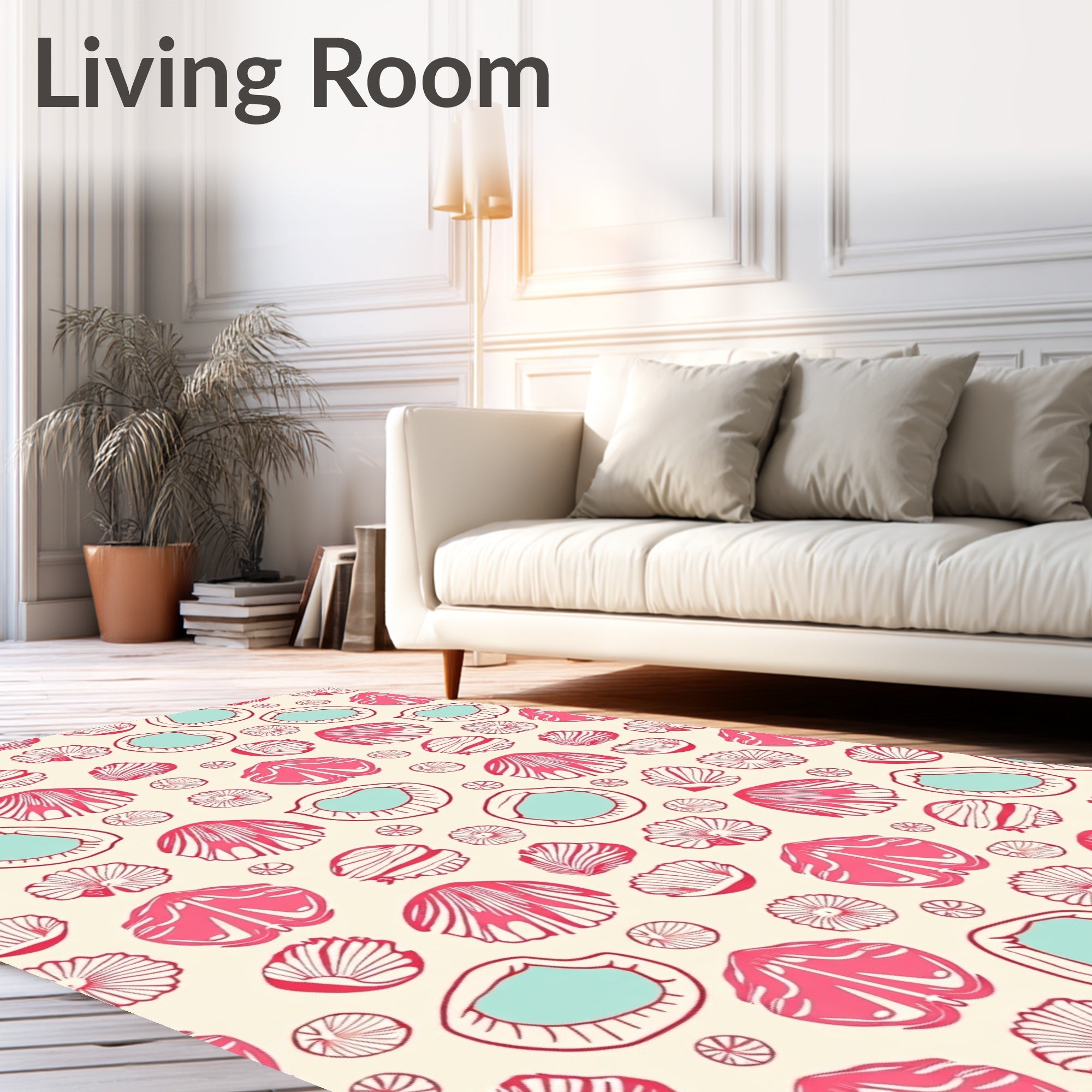 Coral Shells And Coconuts Pattern Rug