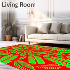 Vibrant Leaf Pattern Jungle Inspired Rug