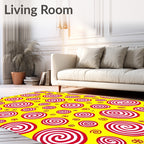 Red White Swirl Circles Pattern Rug