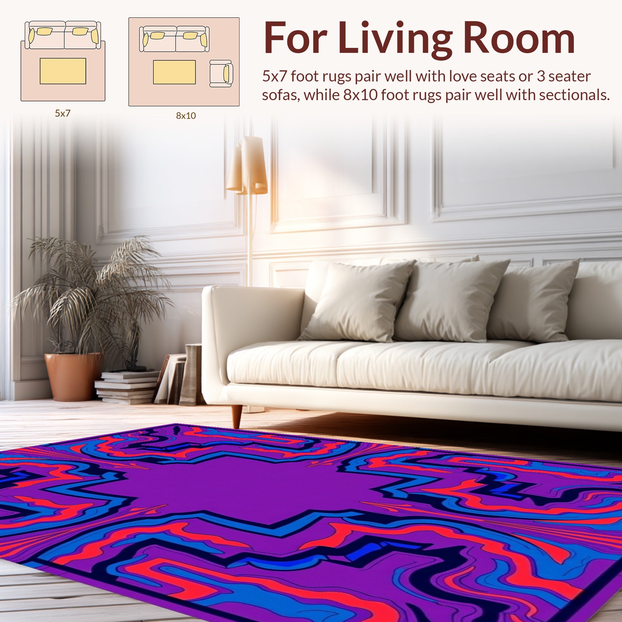Psychedelic Wavy Abstract Pattern Rug