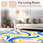 Blue Yellow Wavy Lines Design Rug